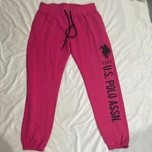 U.S. Polo‎ Assn. Pink Sweatpants with Elastic Waistband